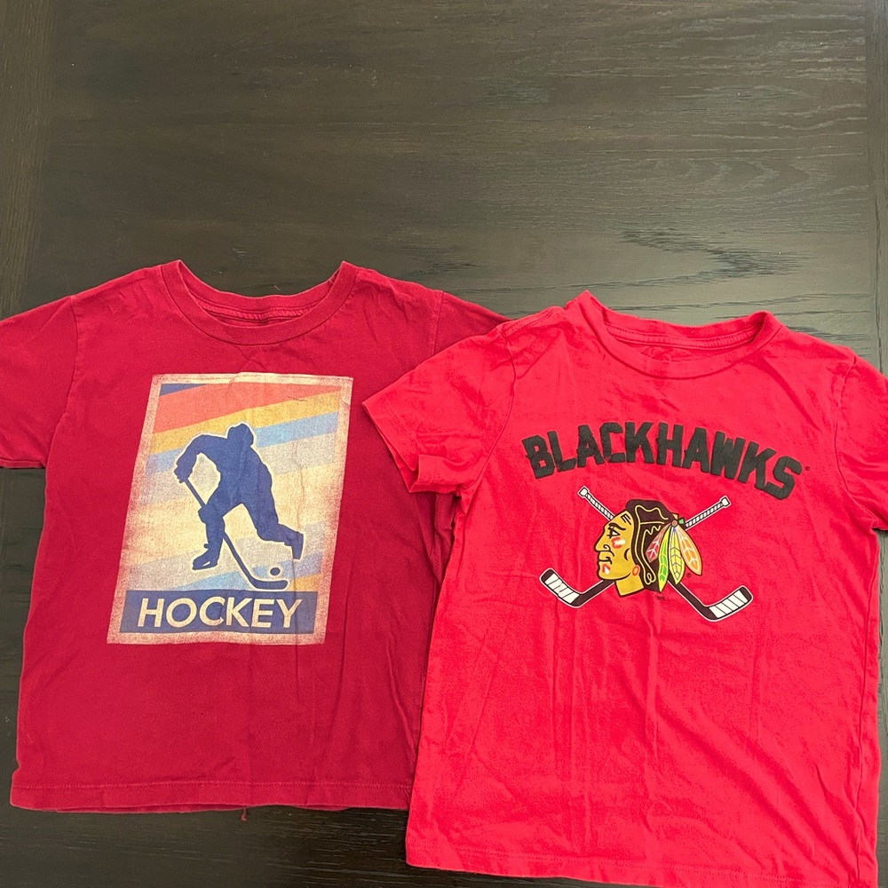 2 hockey small boys shirts. Chicago blackhawks